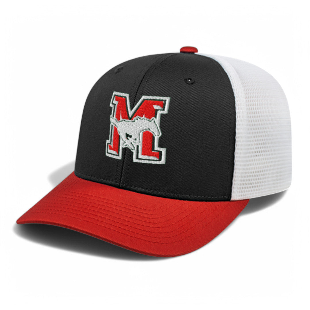 Manor High School Mustangs Baseball Flexfit 110® Premium Trucker Mesh Back Cap - 8502