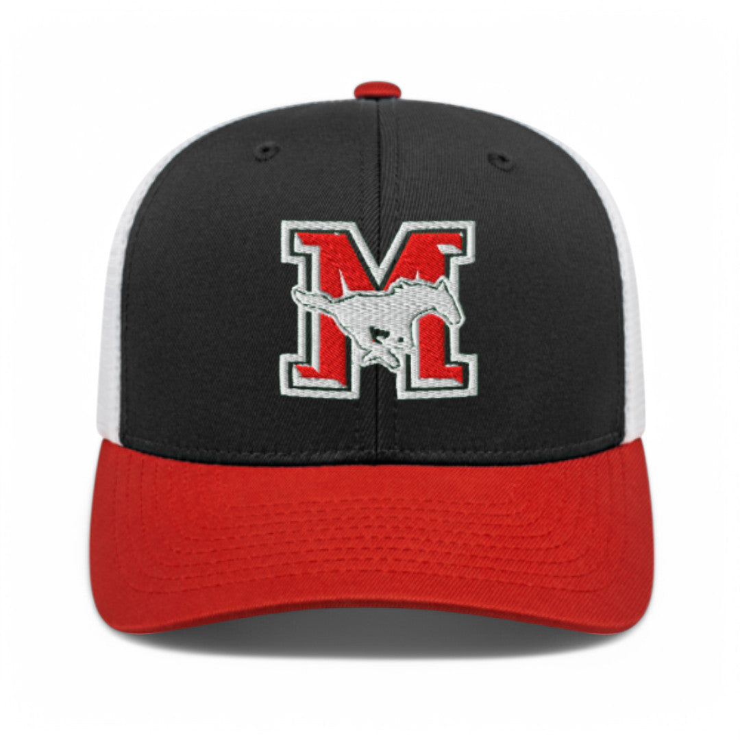 Manor High School Mustangs Baseball Flexfit 110® Premium Trucker Mesh Back Cap - 8502