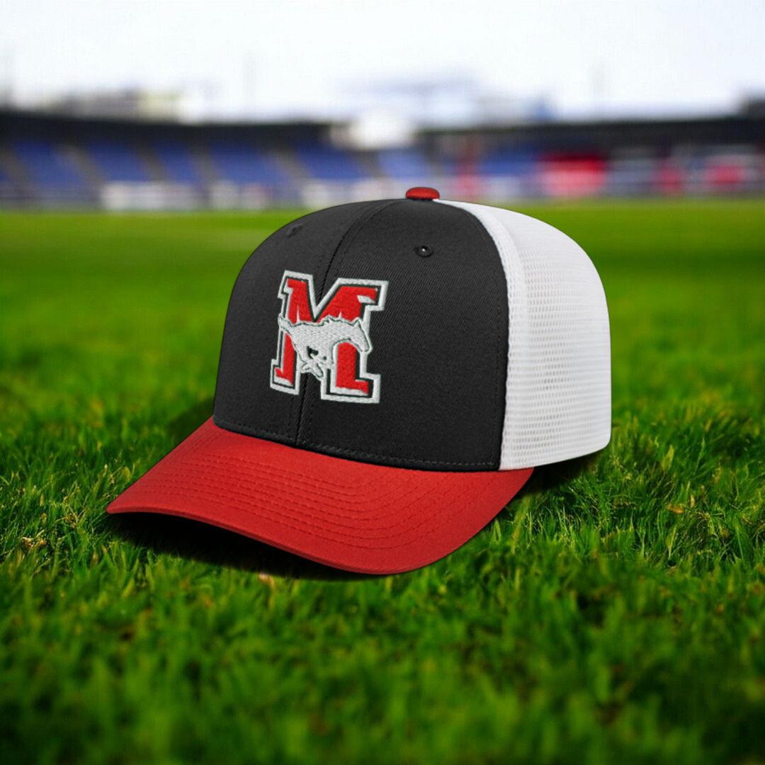Manor High School Mustangs Baseball Flexfit 110® Premium Trucker Mesh Back Cap - 8502