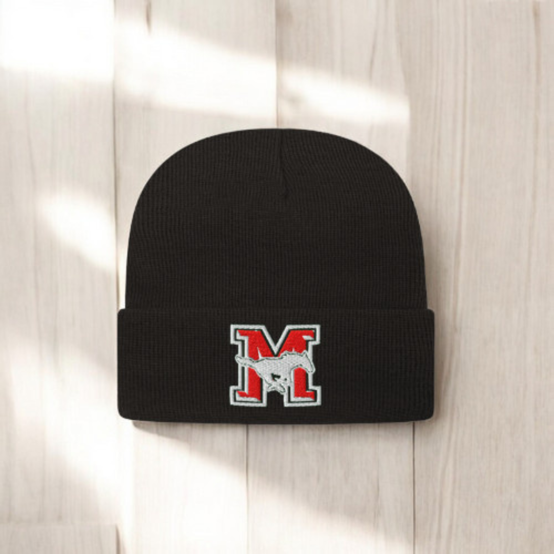 Manor High School Mustangs Baseball Knit Cap with Cuff - TKN24