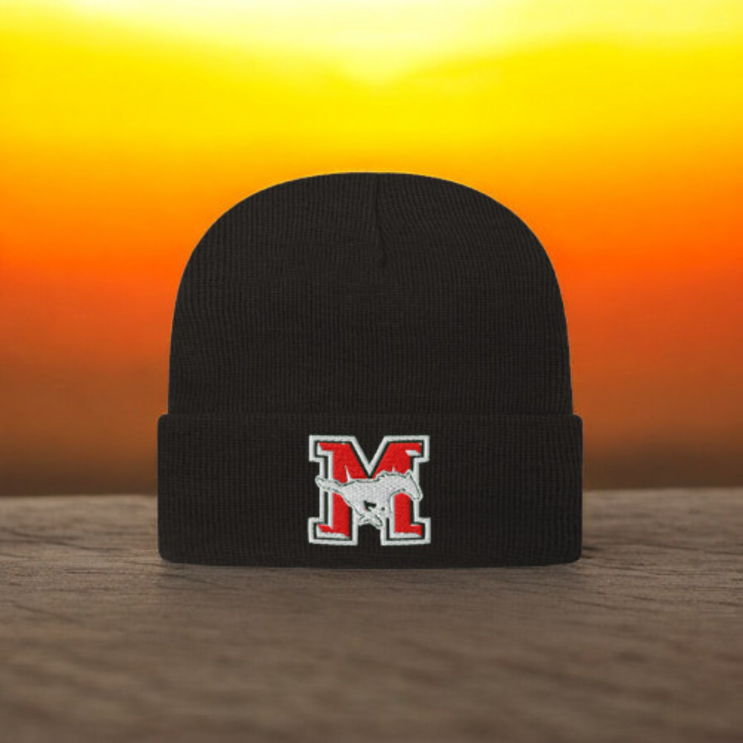 Manor High School Mustangs Baseball Knit Cap with Cuff - TKN24