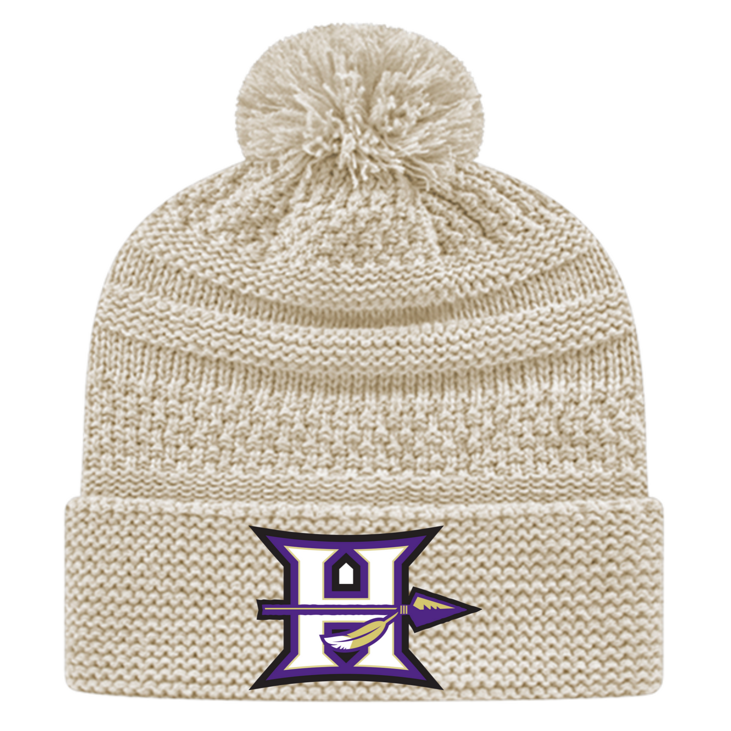 Hallsville Indian Basketball Cable Knit Cap with Cuff - IK55