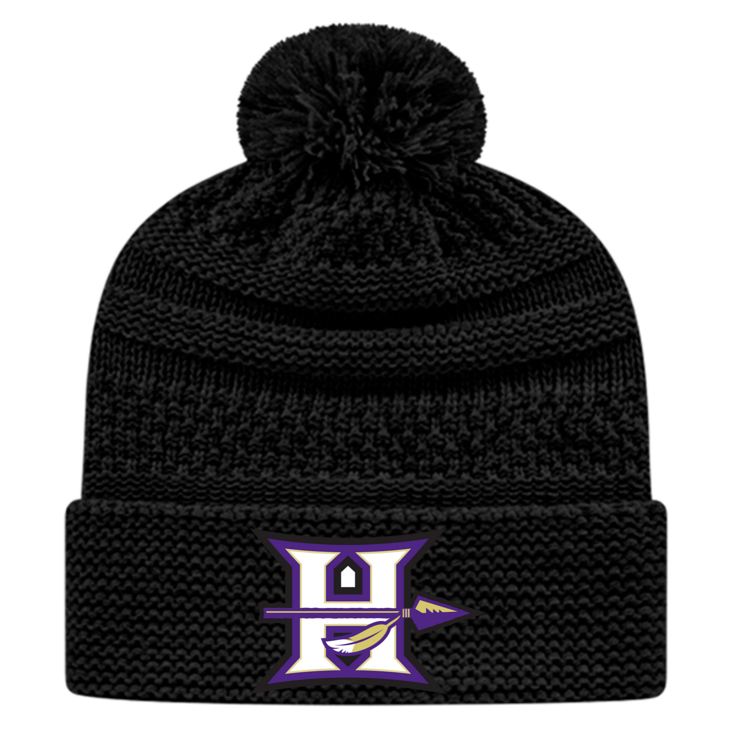 Hallsville Indian Basketball Cable Knit Cap with Cuff - IK55