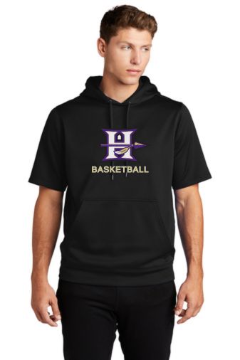 Hallsville Indian Basketball Sport-Tek Sport-Wick Fleece Short Sleeve Hooded Pullover - ST251